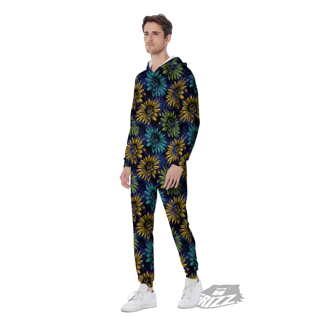 Sunflower Abstract Print Pattern Men's Jumpsuit-grizzshop