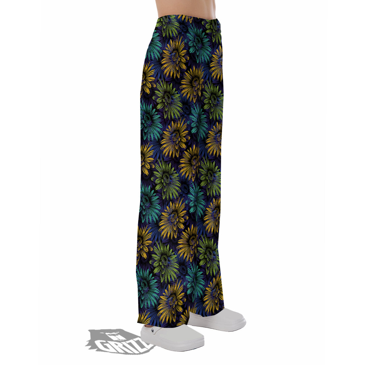 Sunflower Abstract Print Pattern Pajama Pants-grizzshop
