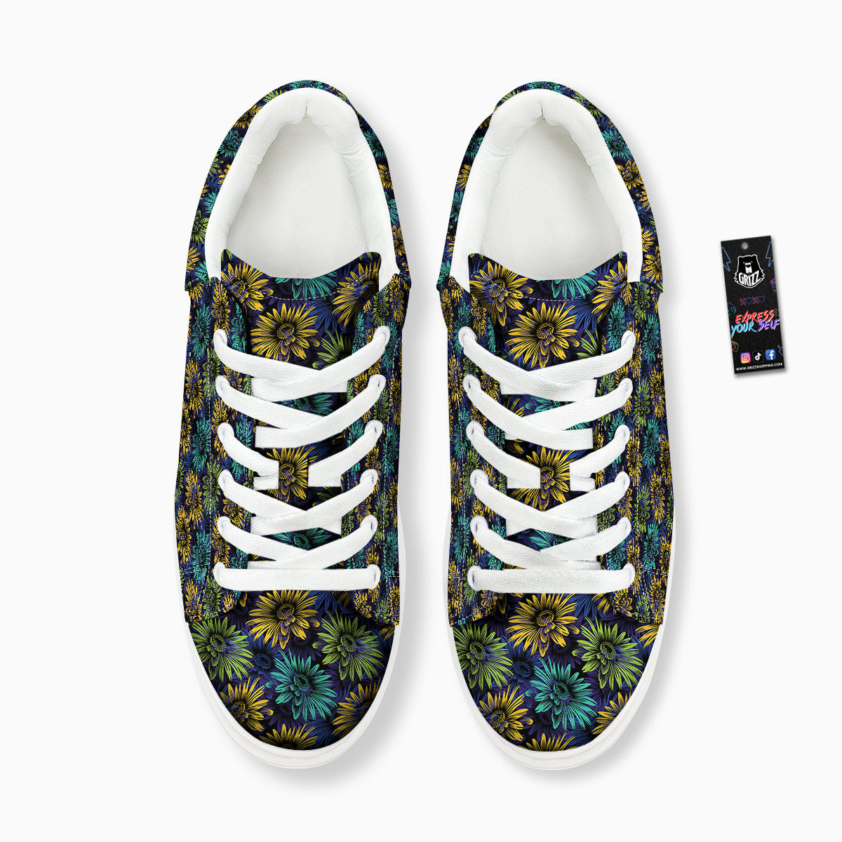 Sunflower Abstract Print Pattern Platform Shoes-grizzshop
