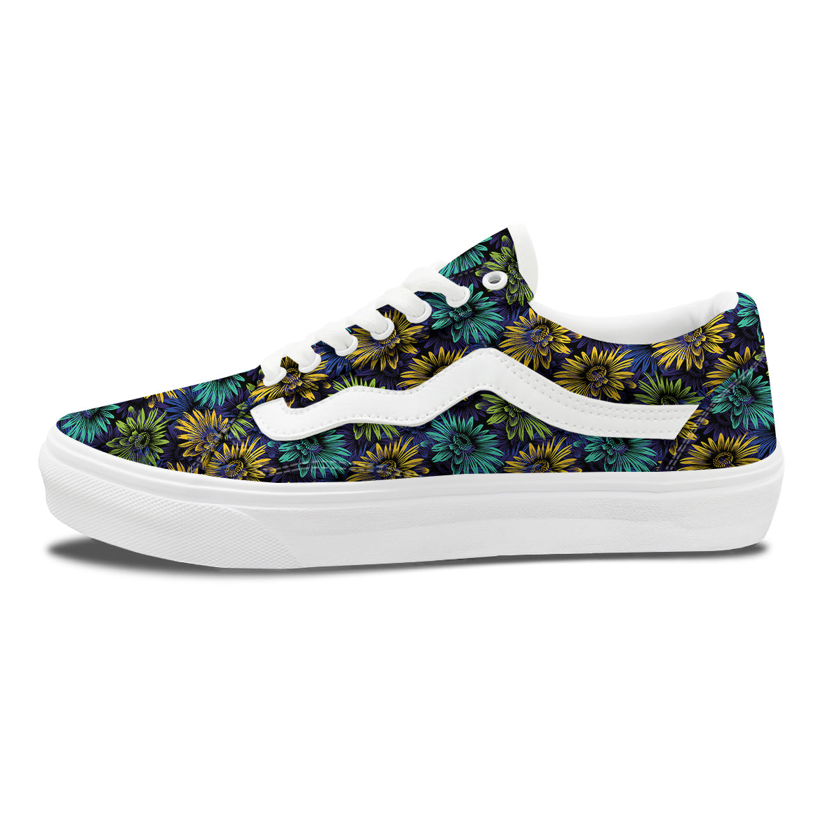 Sunflower Abstract Print Pattern Skate Shoes-grizzshop