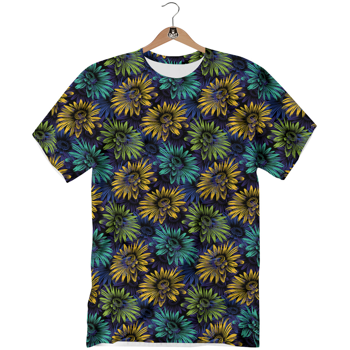 Sunflower Abstract Print Pattern T-Shirt-grizzshop