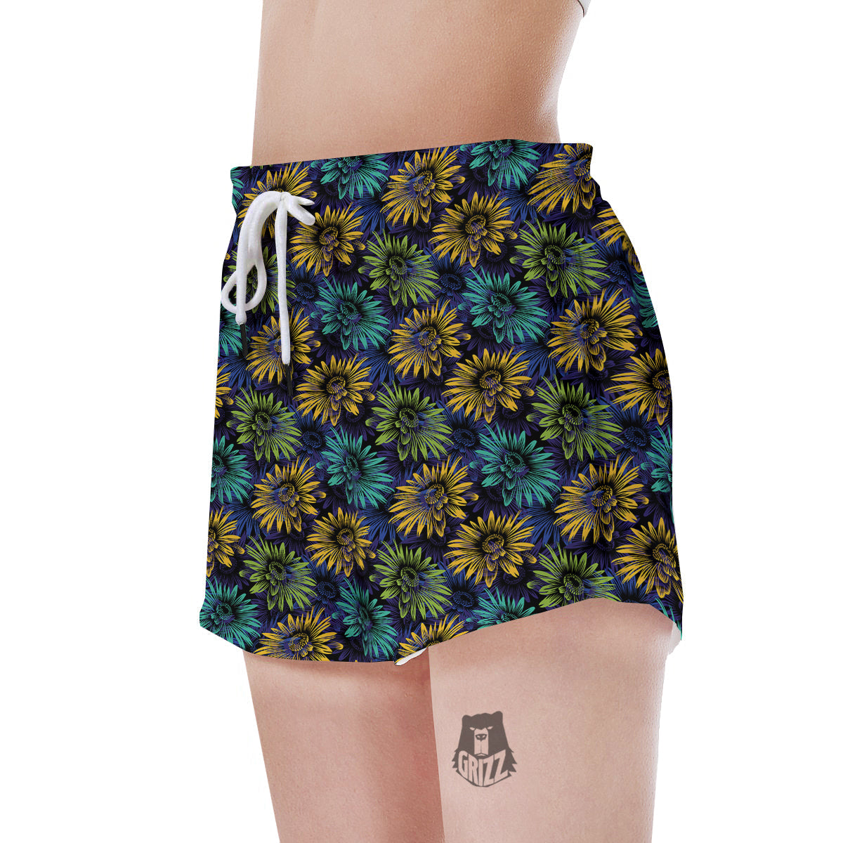 Sunflower Abstract Print Pattern Women's Shorts-grizzshop