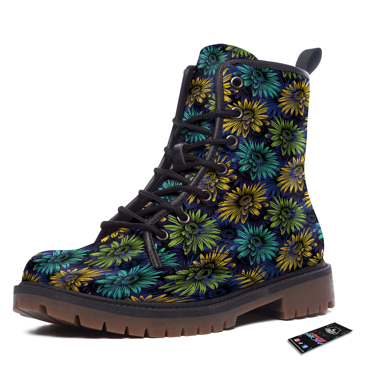 Sunflower Abstract Print Pattern Work Boots-grizzshop
