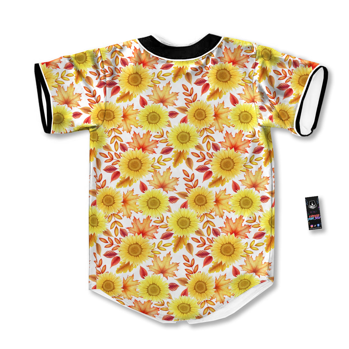 Sunflower Autumn Print Pattern Baseball Jersey-grizzshop