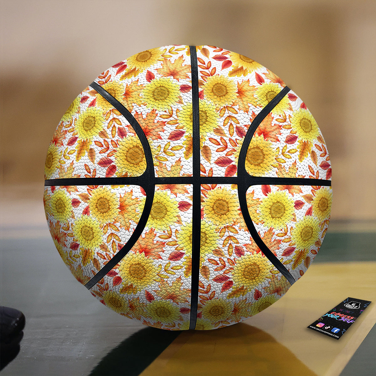 Sunflower Autumn Print Pattern Basketball-grizzshop
