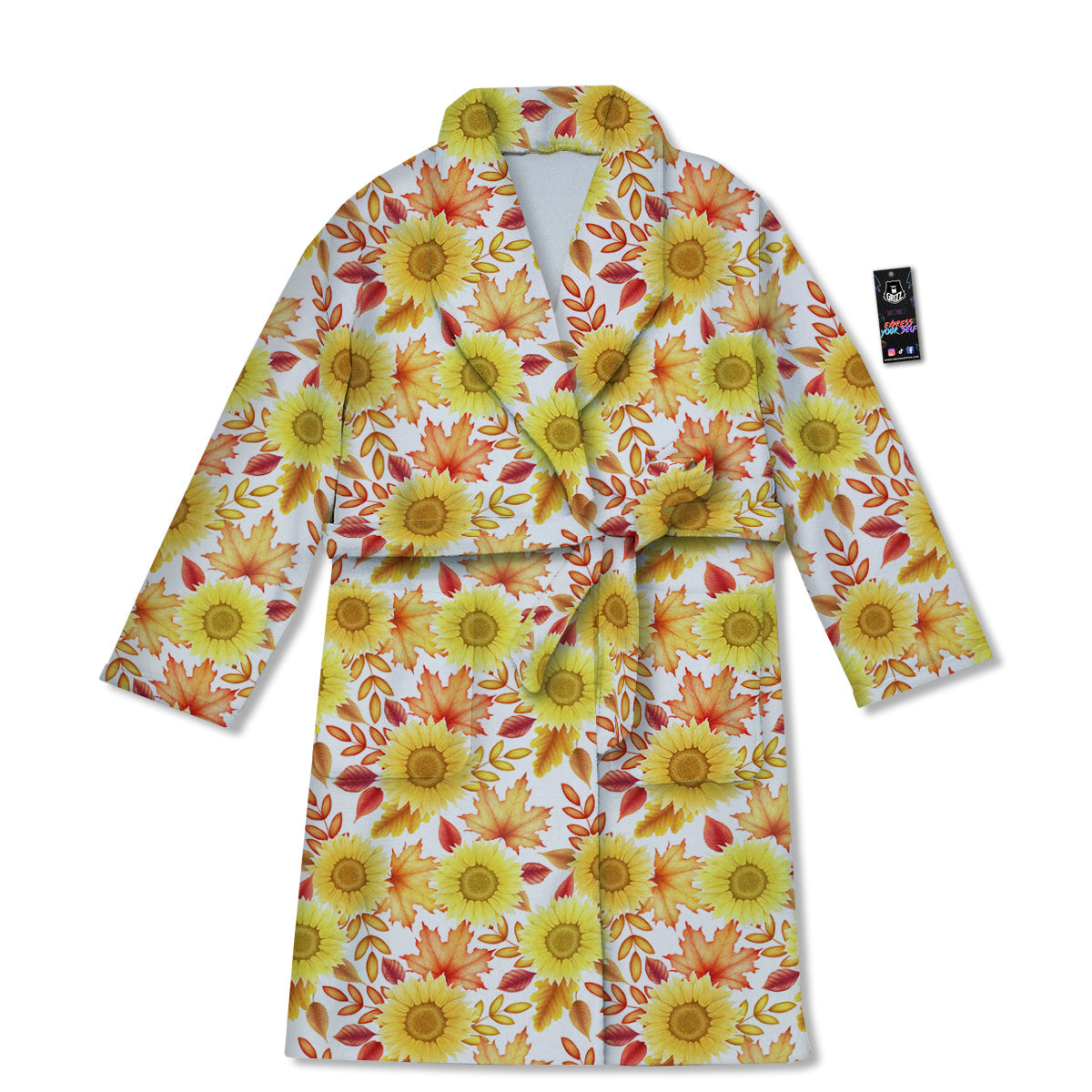 Sunflower Autumn Print Pattern Bathrobe-grizzshop