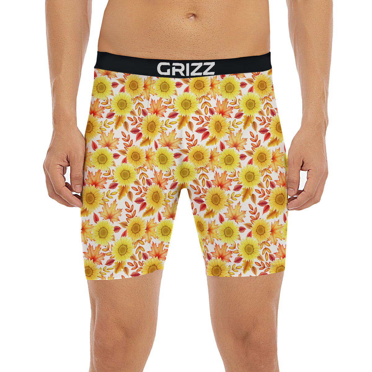 Sunflower Autumn Print Pattern Boxer Briefs-grizzshop
