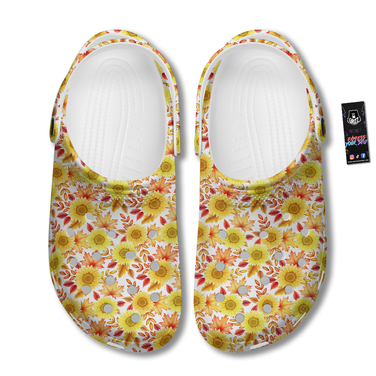 Sunflower Autumn Print Pattern Clog-grizzshop