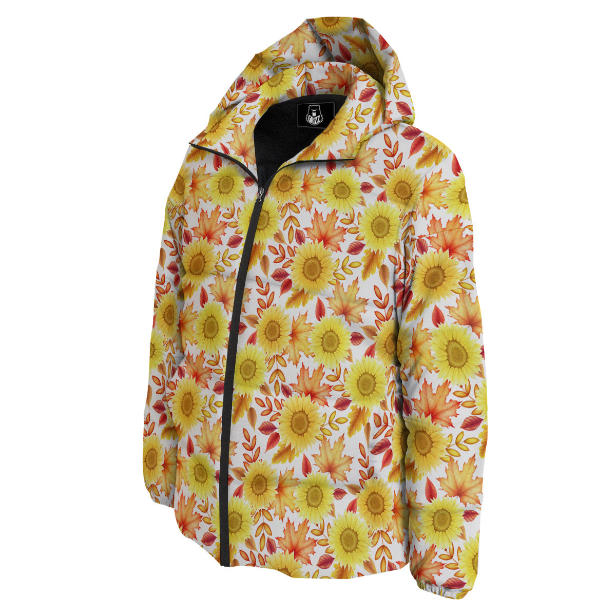 Sunflower Autumn Print Pattern Down Jacket-grizzshop