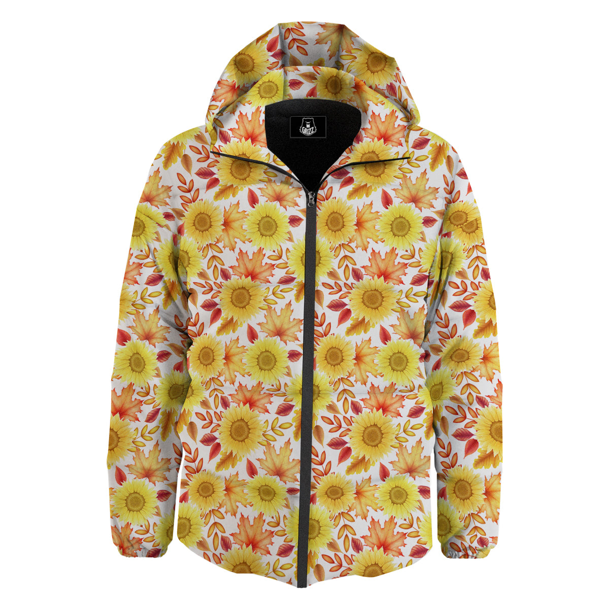 Sunflower Autumn Print Pattern Down Jacket-grizzshop