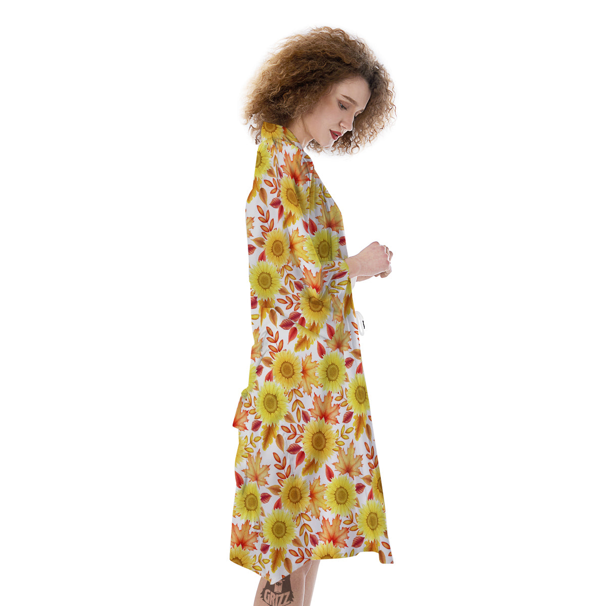 Sunflower Autumn Print Pattern Kimono-grizzshop