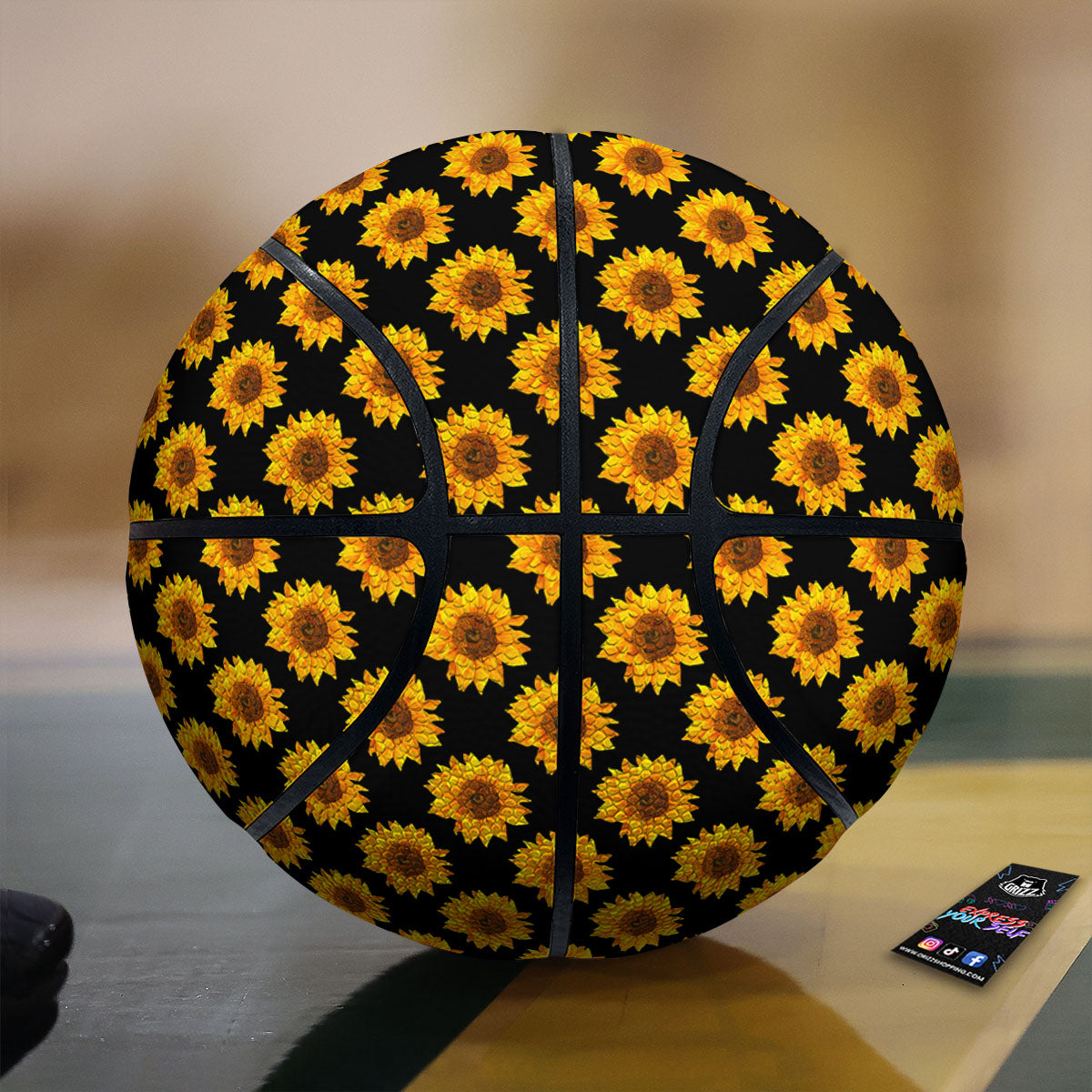 Sunflower Black Autumn Print Pattern Basketball-grizzshop
