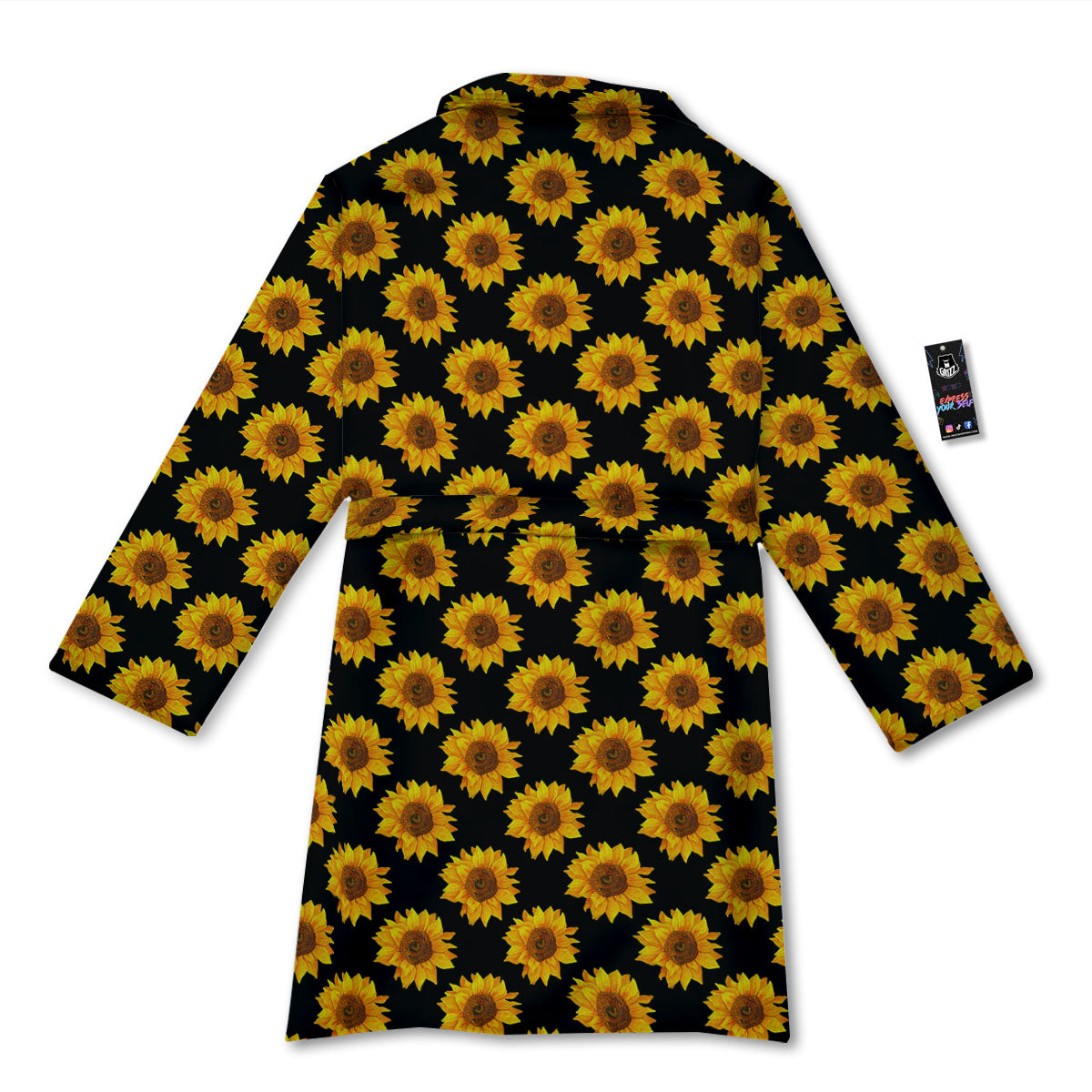 Sunflower Black Autumn Print Pattern Bathrobe-grizzshop