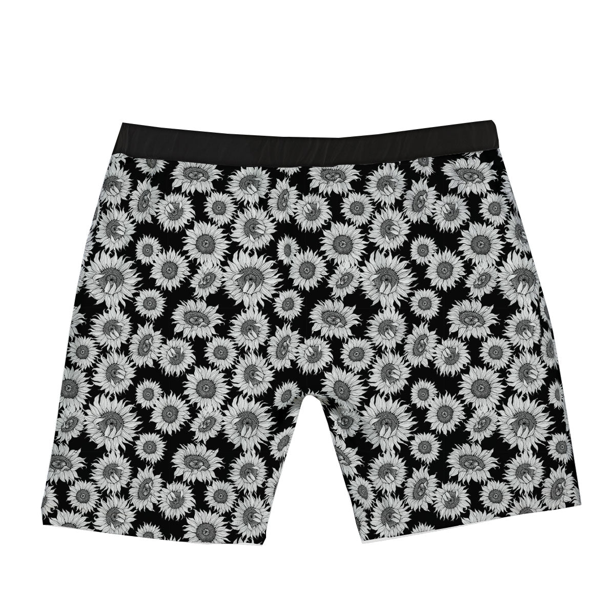 Sunflower Black Print Pattern Boxer Briefs-grizzshop