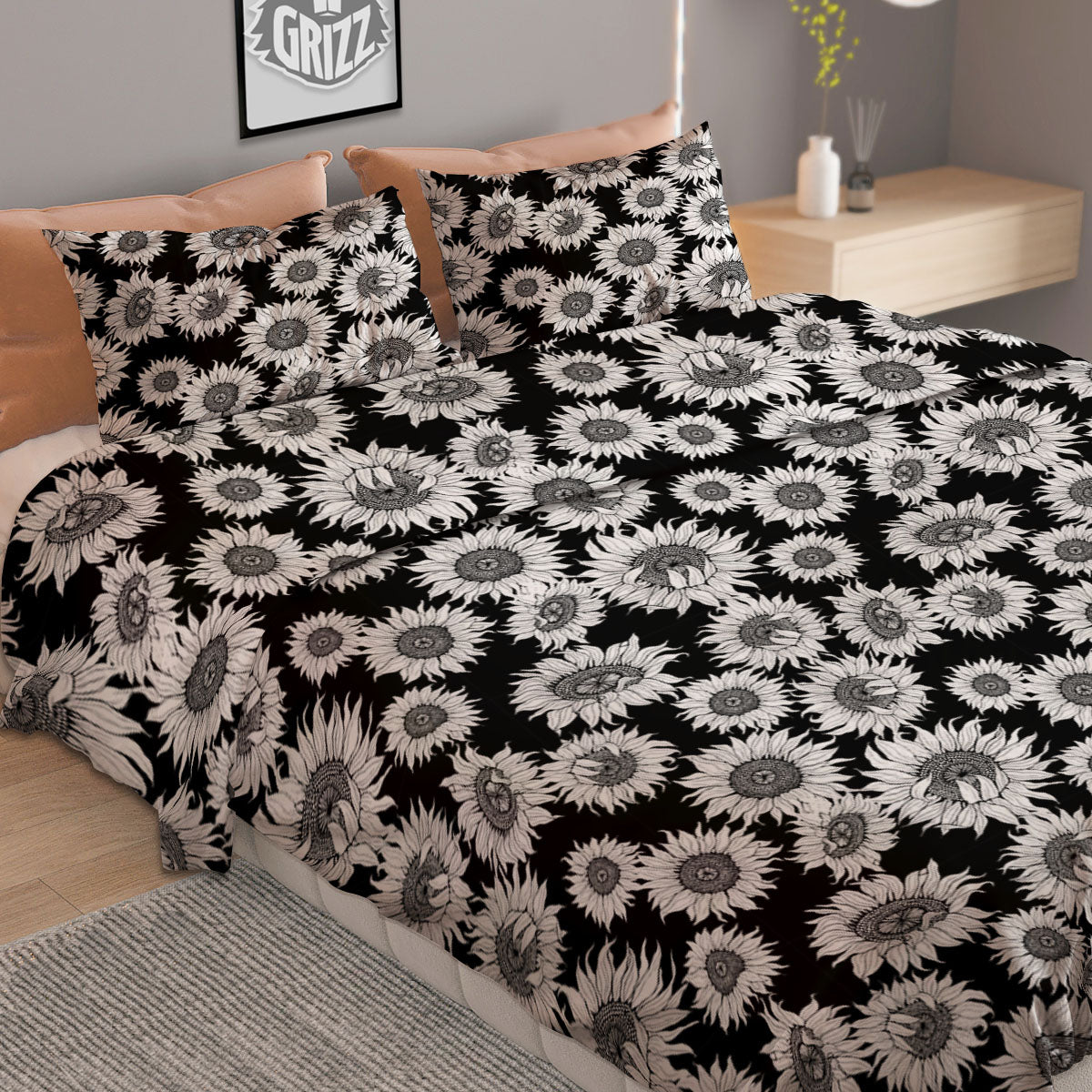 Sparkle Floral Print Duvet Cover Bedding Set