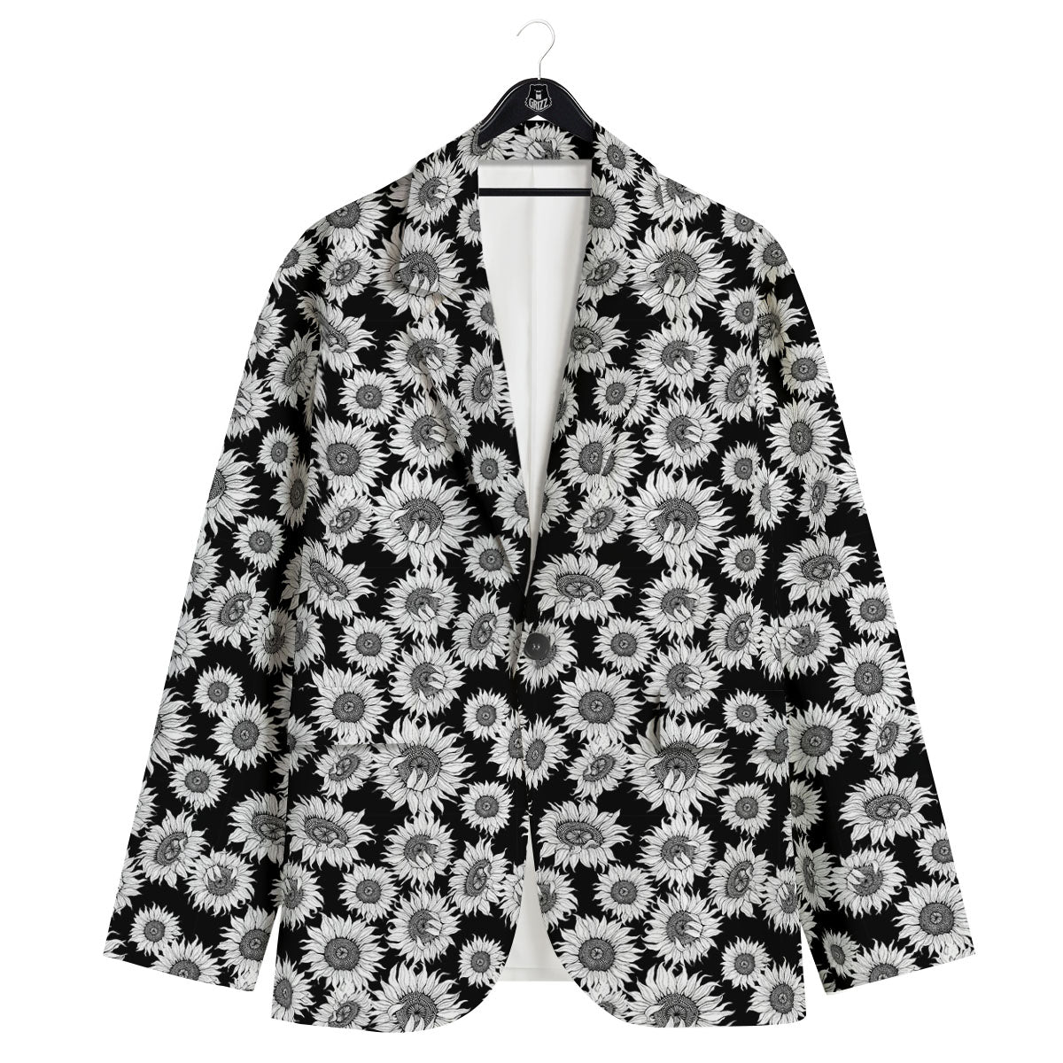 Sunflower Black Print Pattern Men's Sport Coat-grizzshop