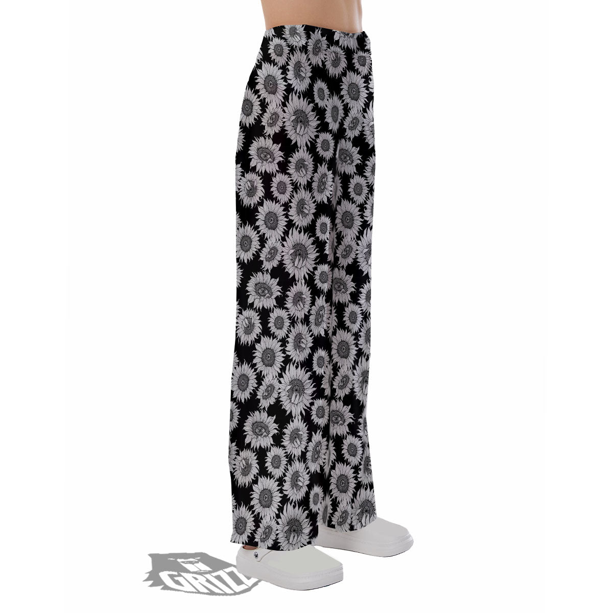 Sunflower Black Print Pattern Pajama Pants-grizzshop