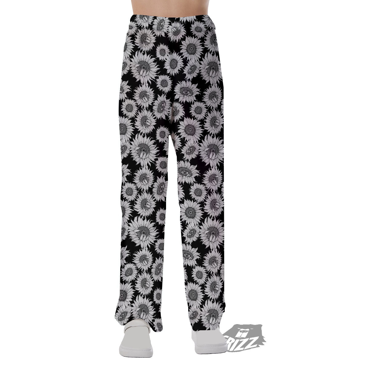 Sunflower Black Print Pattern Pajama Pants-grizzshop