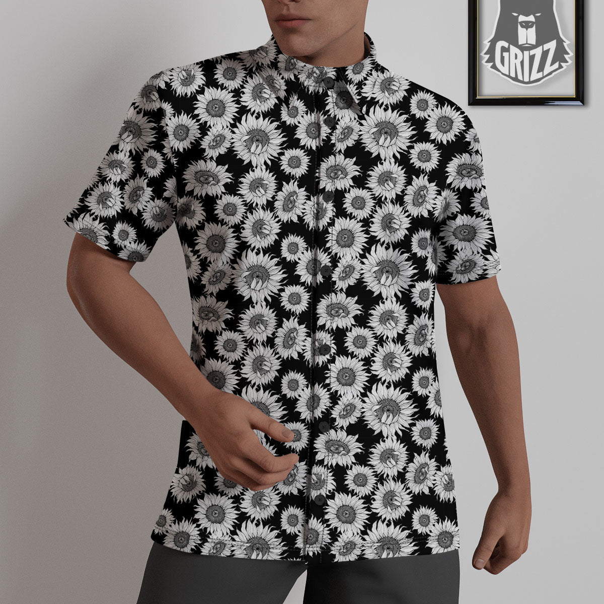 Sunflower Black Print Pattern Untucked Shirts-grizzshop