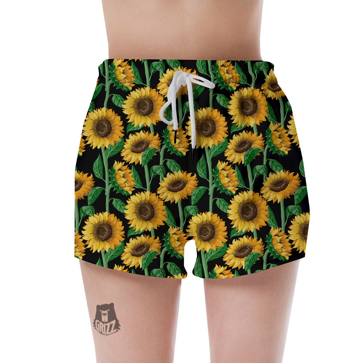 Sunflower Black Print Women's Shorts-grizzshop
