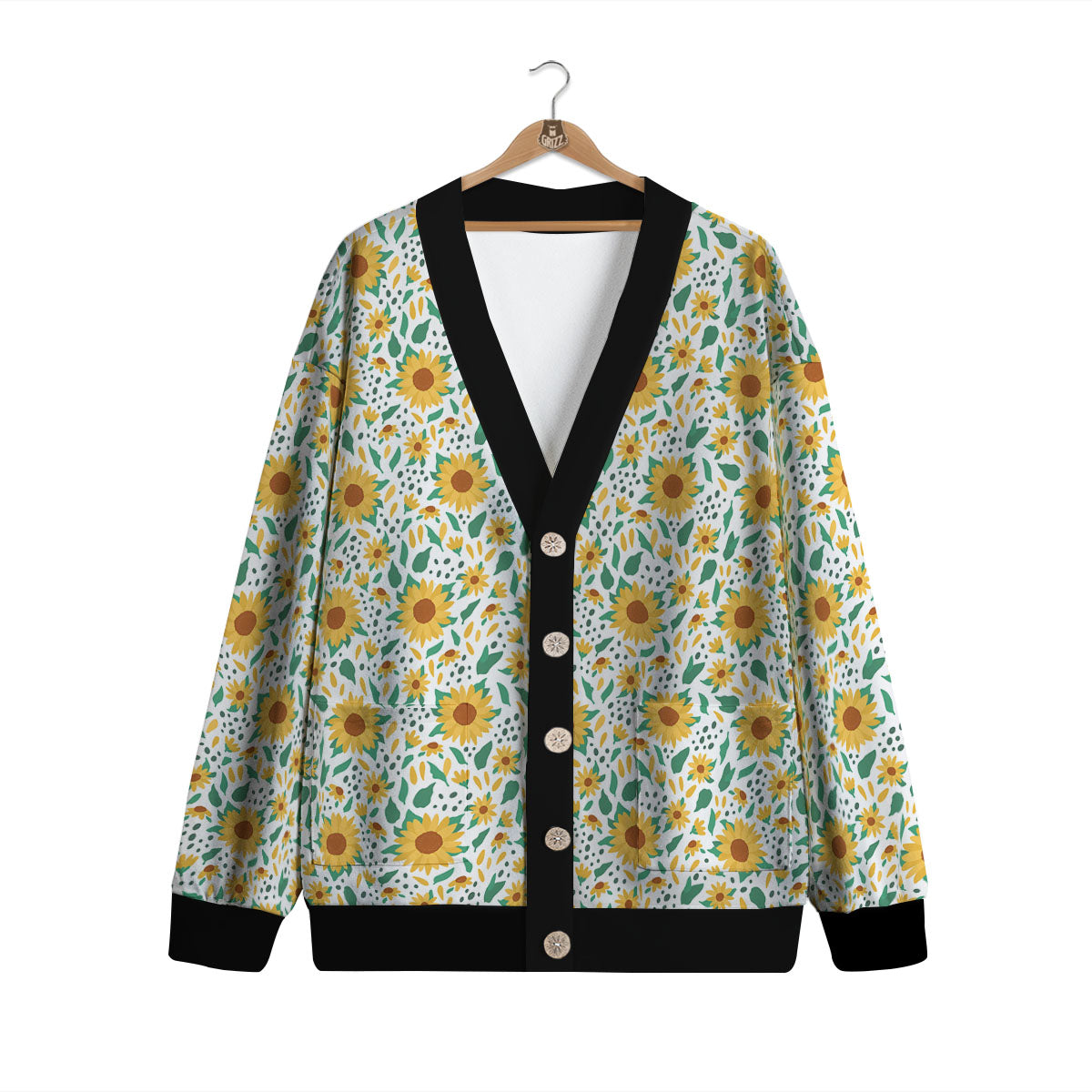 Sunflower Blooming Print Pattern Cardigan-grizzshop