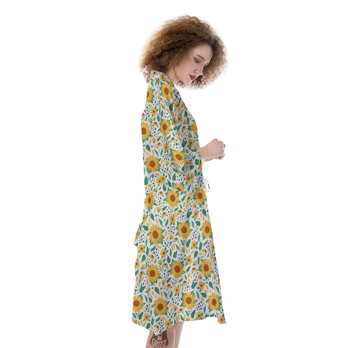 Sunflower Blooming Print Pattern Kimono-grizzshop