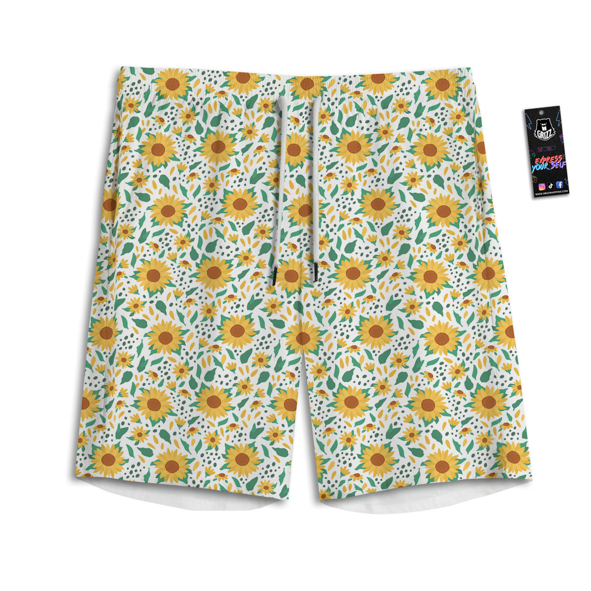 Sunflower Blooming Print Pattern Men's Athletic Shorts