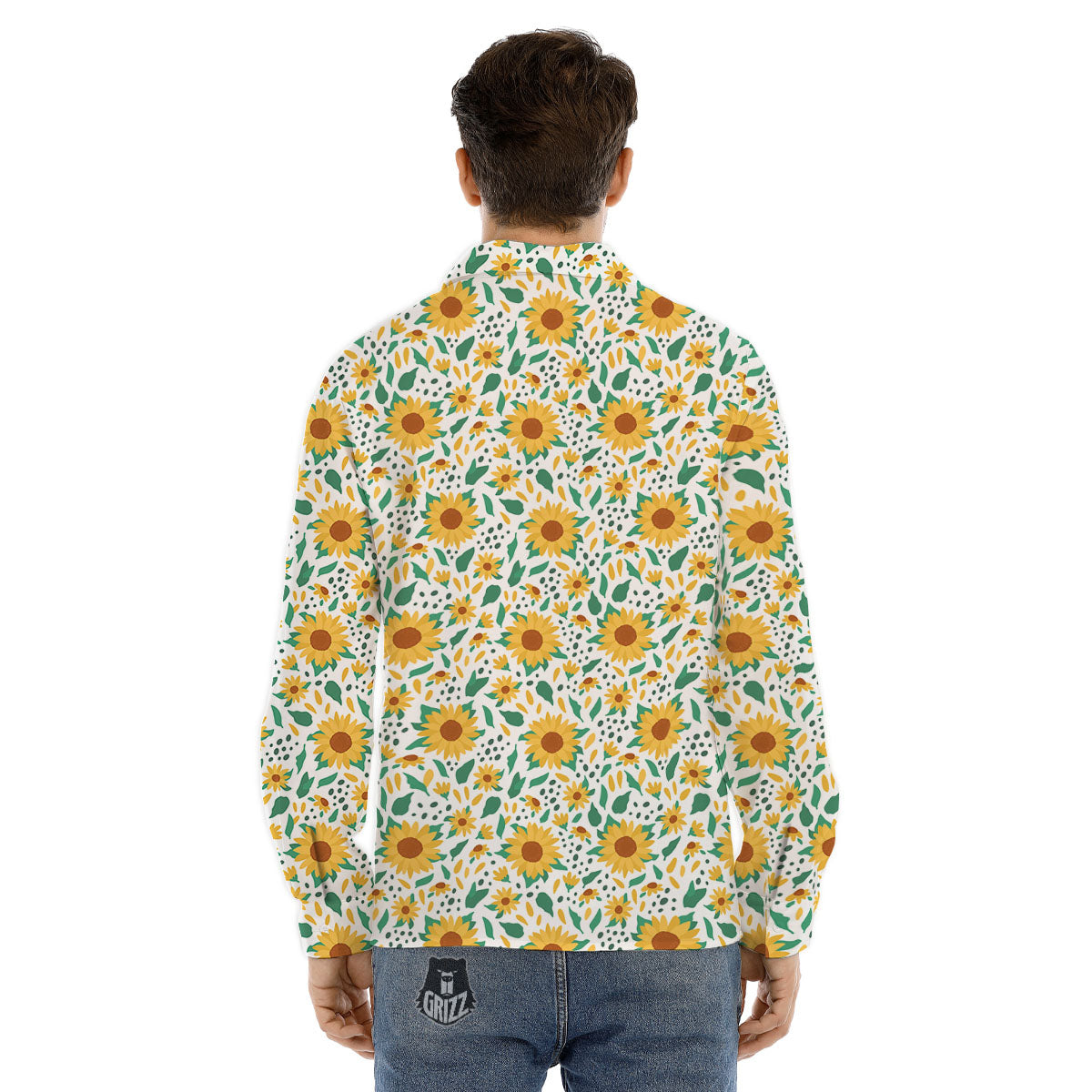 Sunflower Blooming Print Pattern Men's Dress Shirts-grizzshop