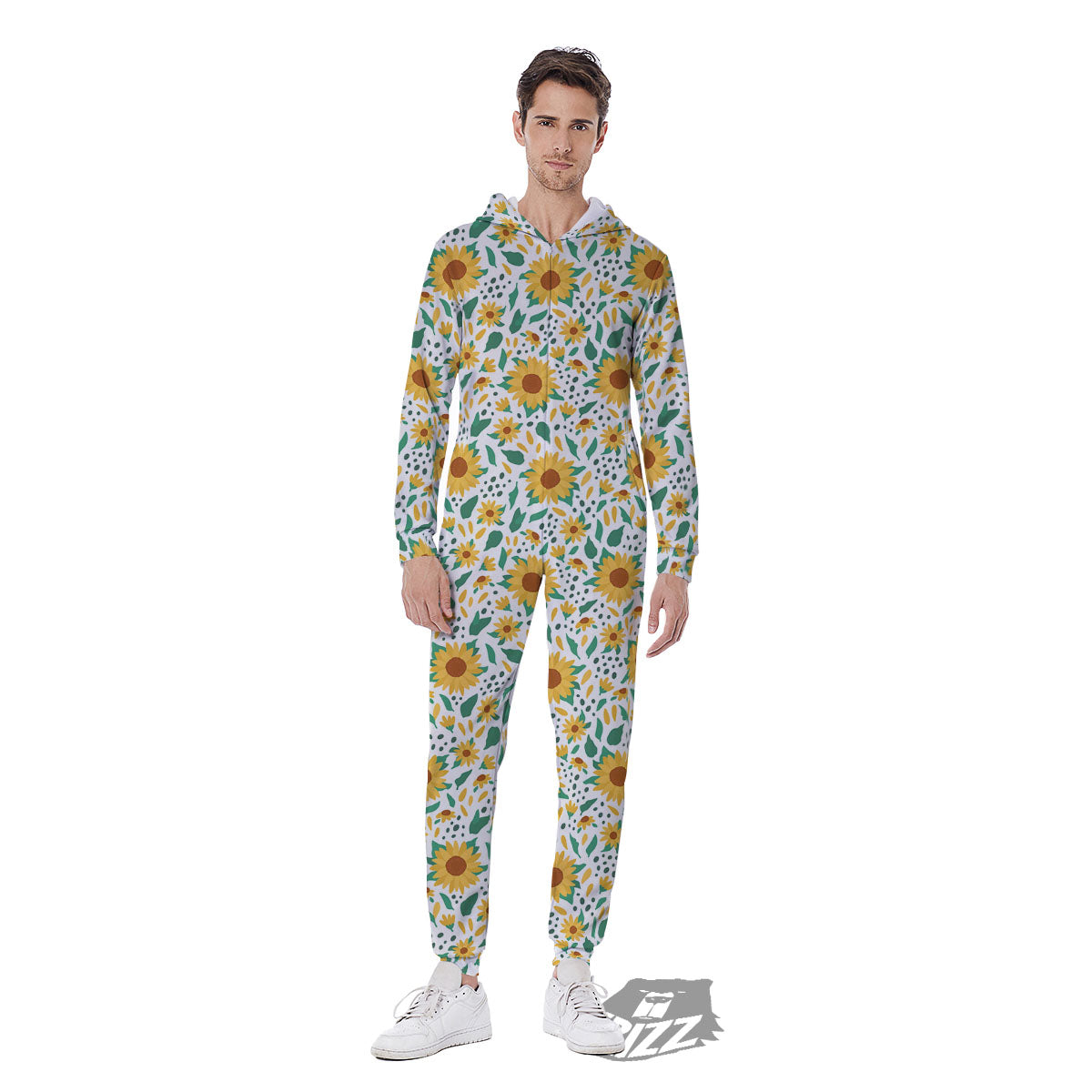 Sunflower Blooming Print Pattern Men's Jumpsuit-grizzshop