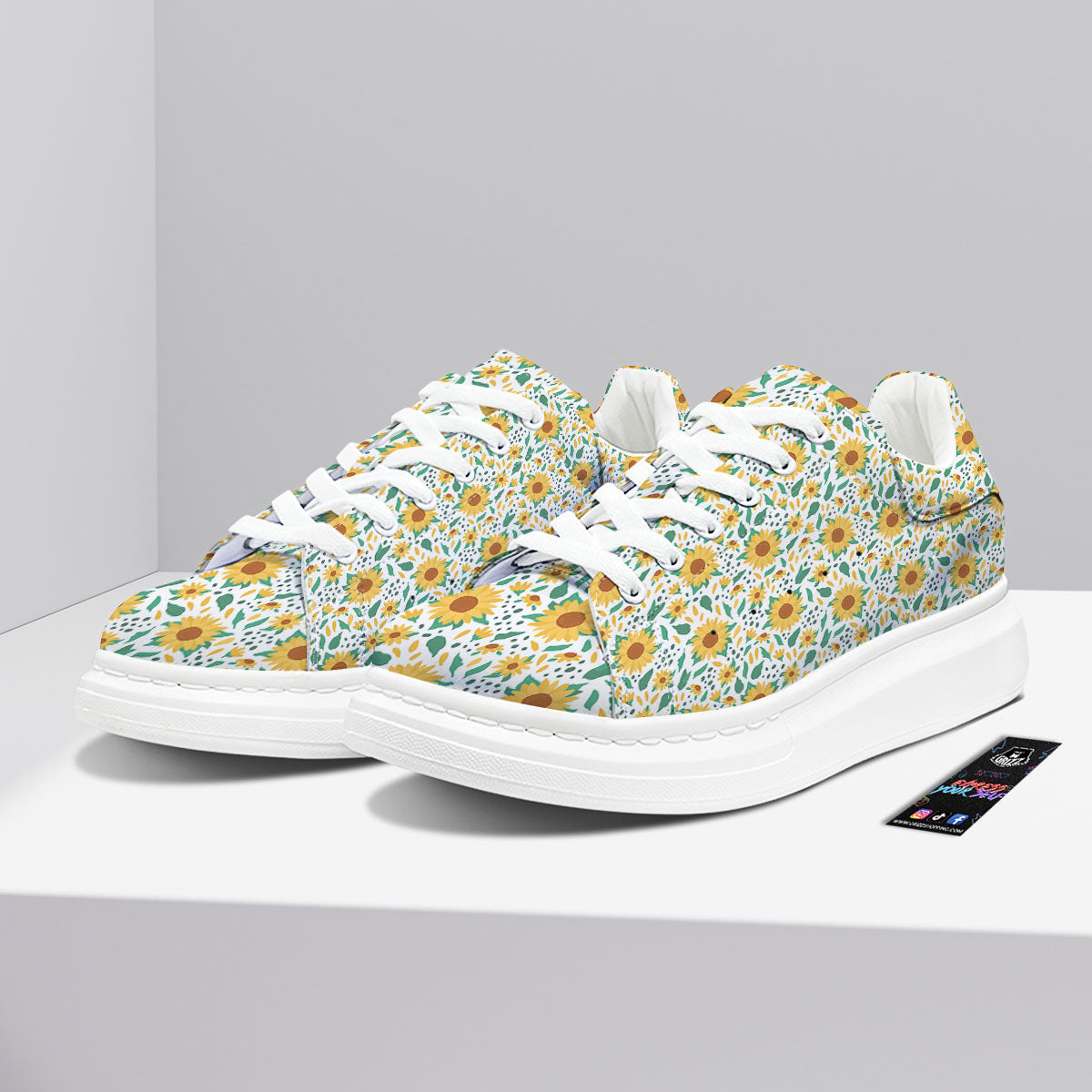 Sunflower Blooming Print Pattern Platform Shoes-grizzshop