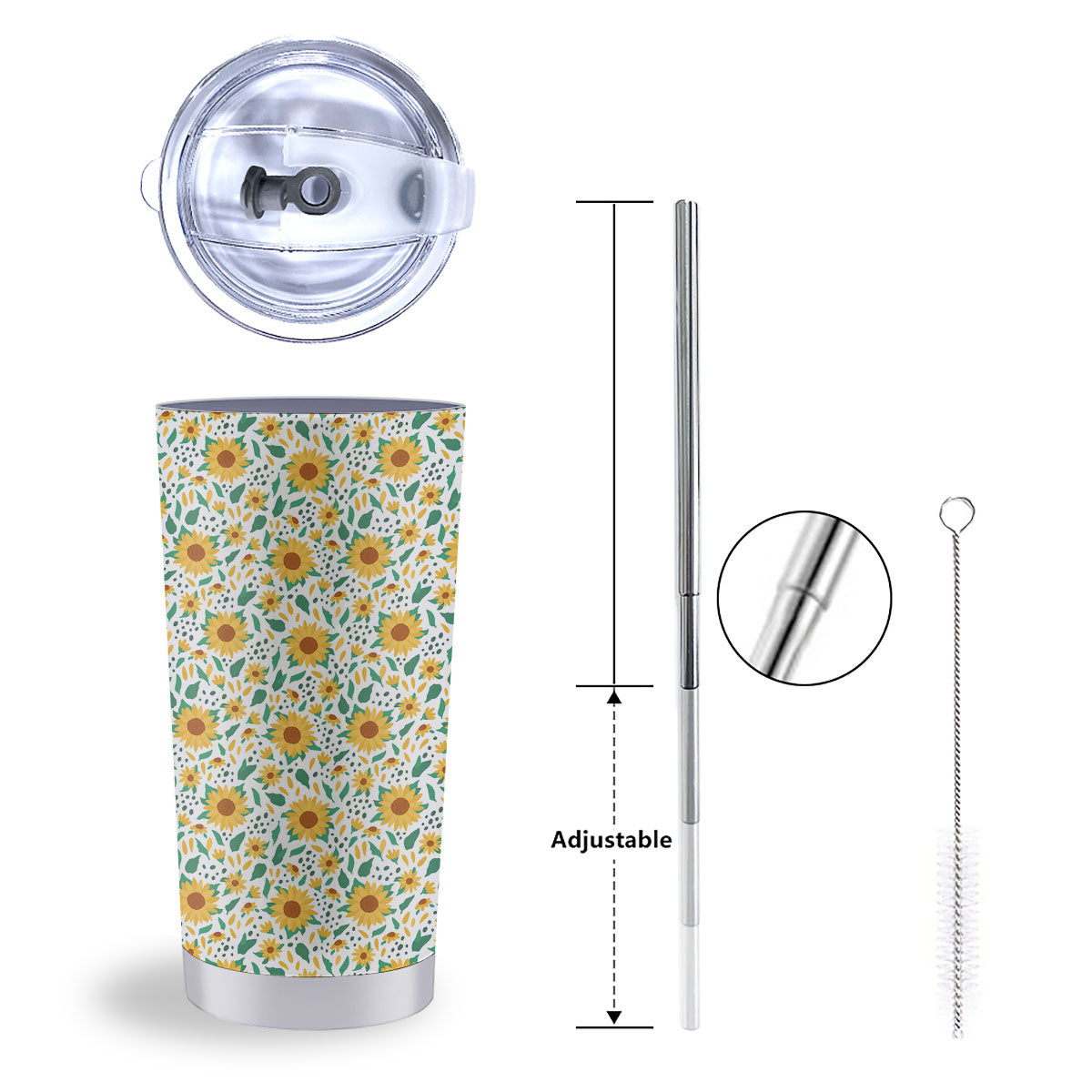 Sunflower Blooming Print Pattern Tumbler-grizzshop