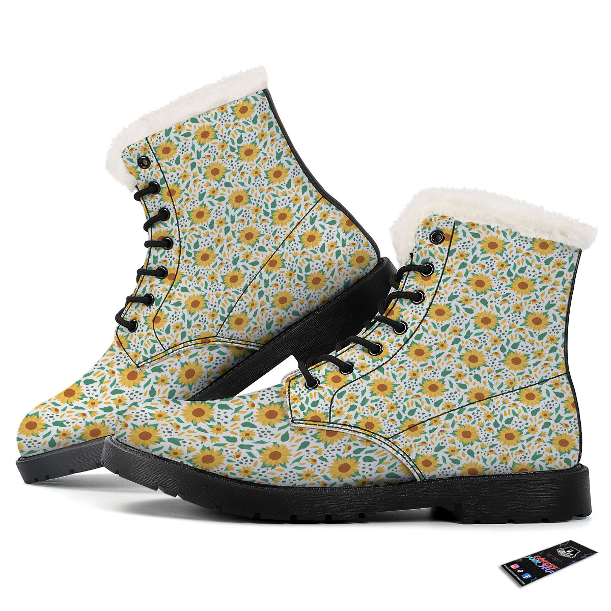 Sunflower Blooming Print Pattern Winter Boots-grizzshop