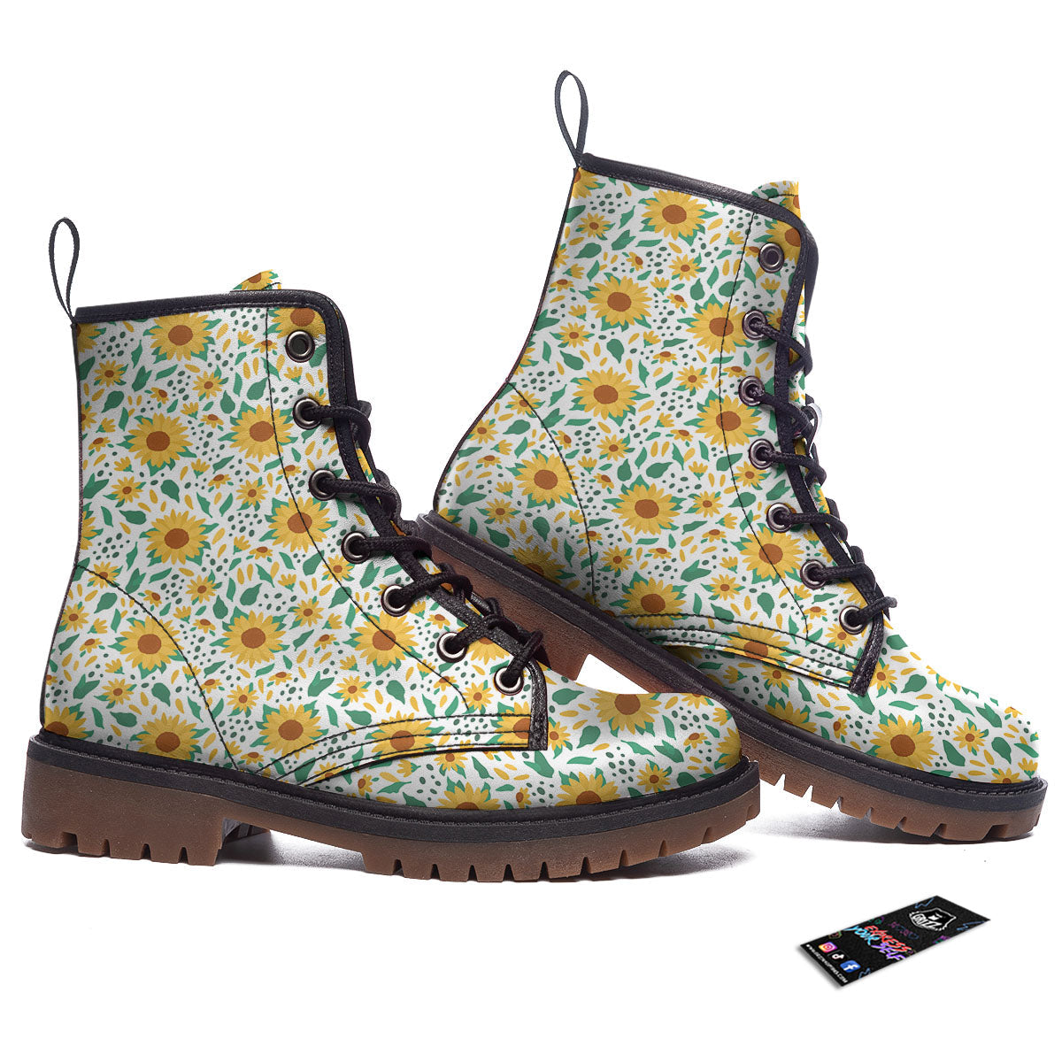 Sunflower Blooming Print Pattern Work Boots-grizzshop
