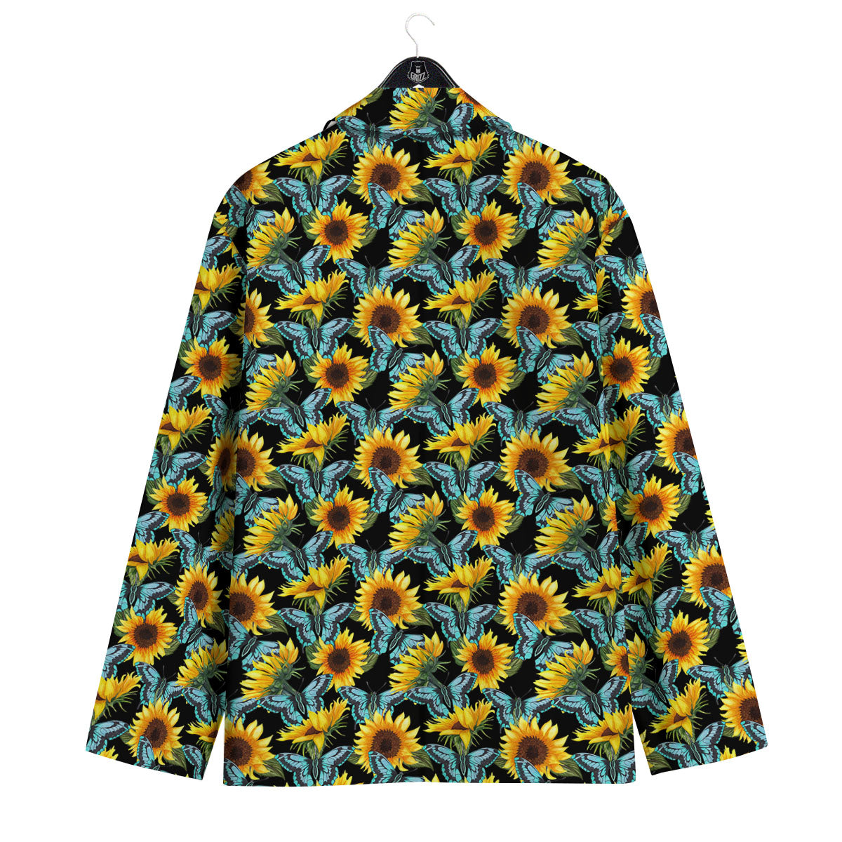 Sunflower Blue Butterfly Print Pattern Men's Sport Coat-grizzshop