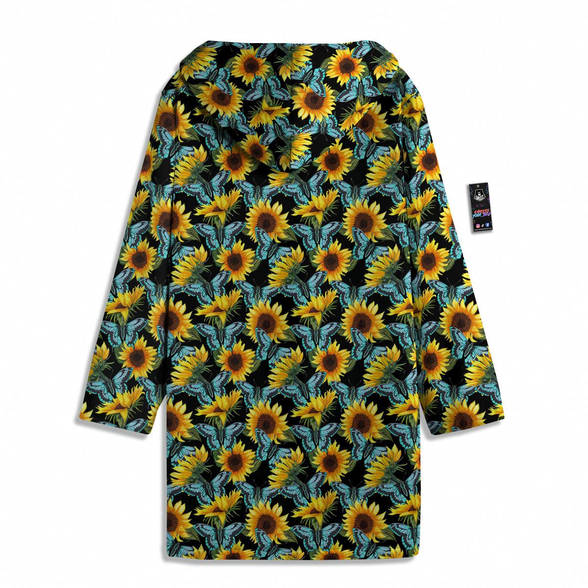 Sunflower Blue Butterfly Print Pattern Men's Windbreaker Jacket-grizzshop
