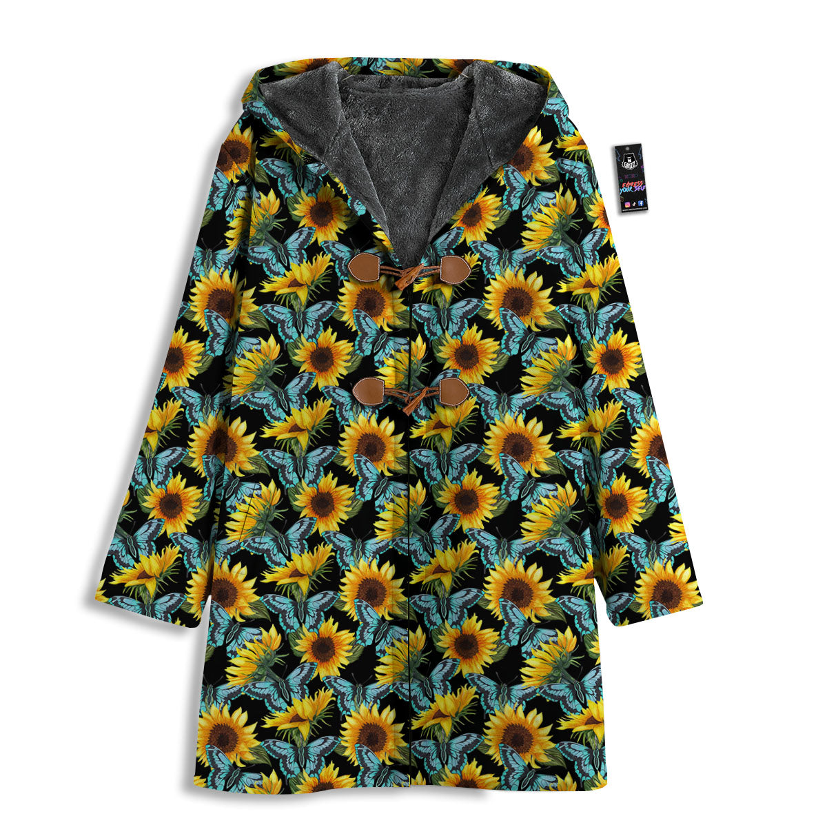 Sunflower Blue Butterfly Print Pattern Men's Windbreaker Jacket-grizzshop