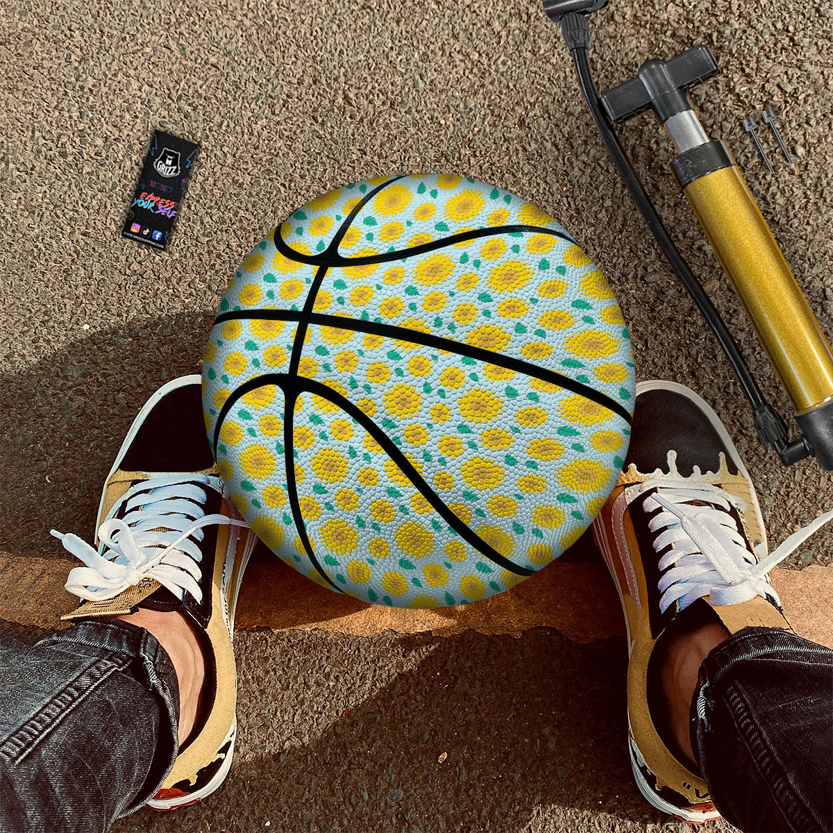 Sunflower Blue Cute Print Pattern Basketball-grizzshop