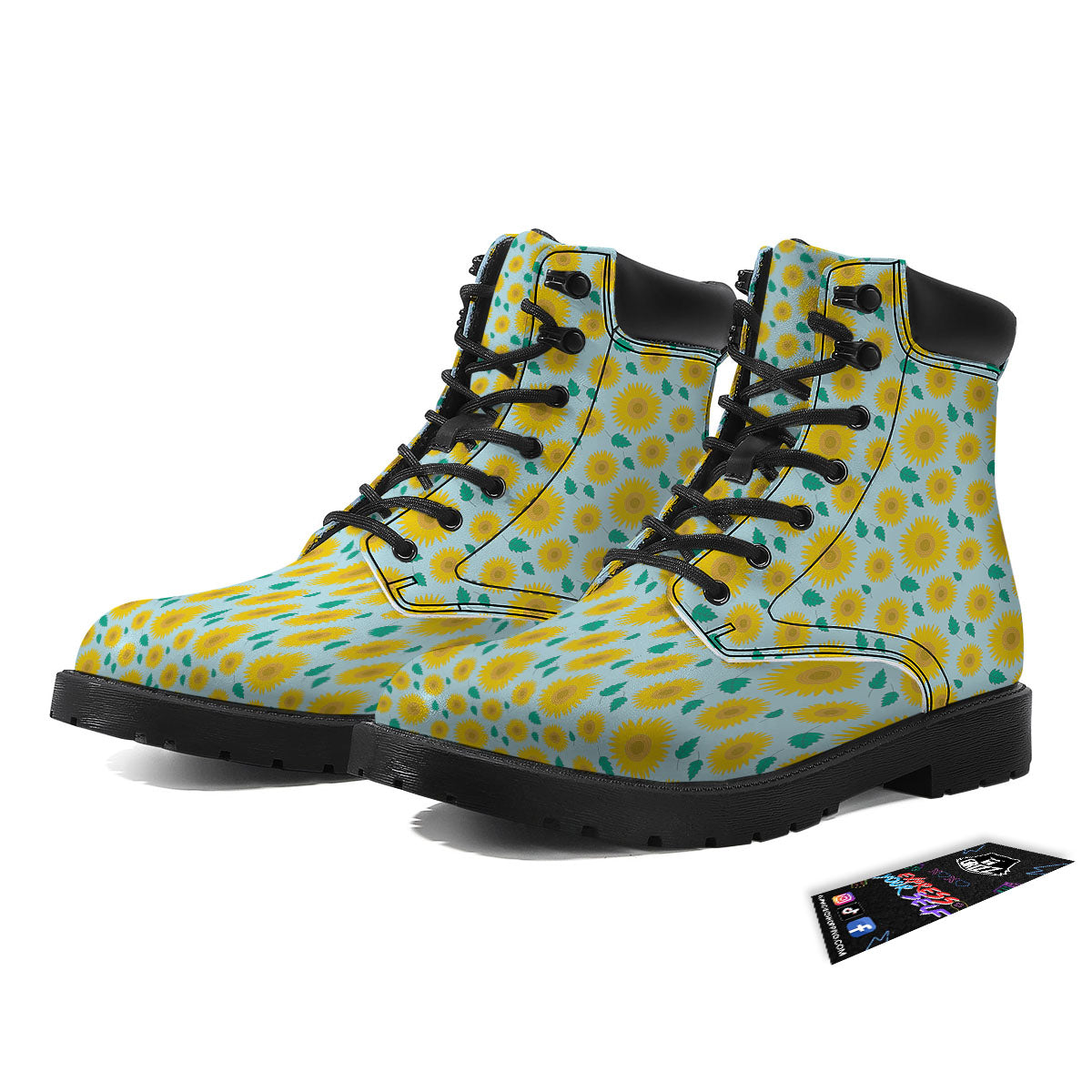 Sunflower Blue Cute Print Pattern Boots-grizzshop