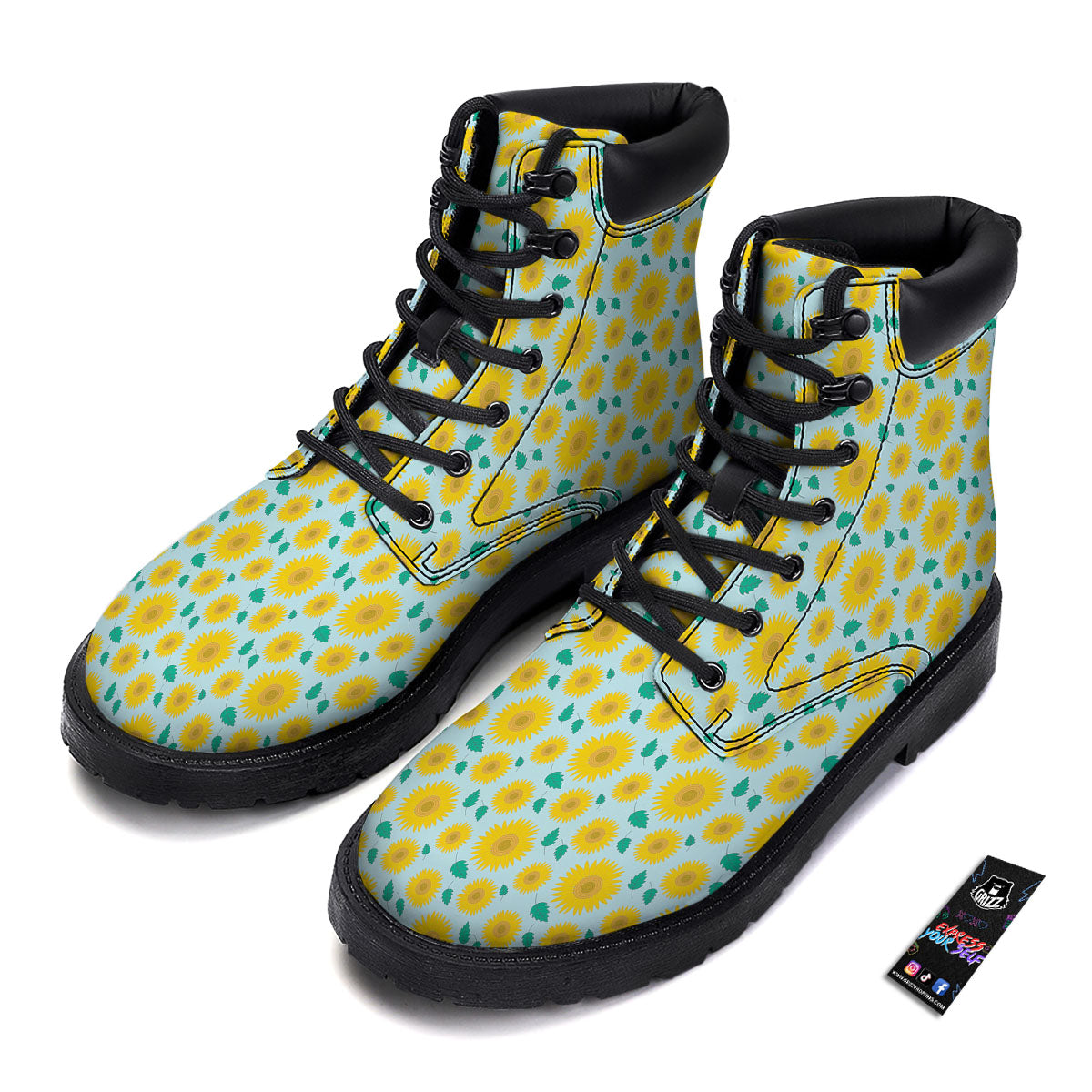 Sunflower Blue Cute Print Pattern Boots-grizzshop