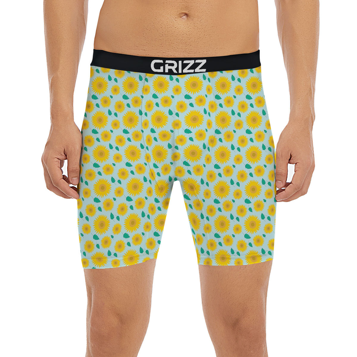 Sunflower Blue Cute Print Pattern Boxer Briefs-grizzshop