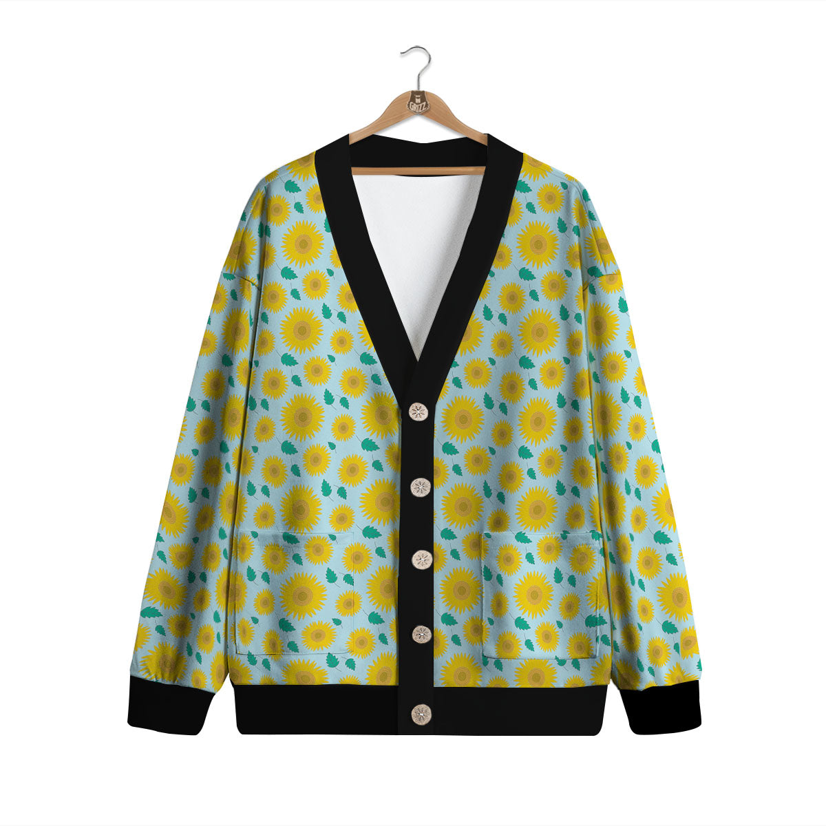 Sunflower Blue Cute Print Pattern Cardigan-grizzshop