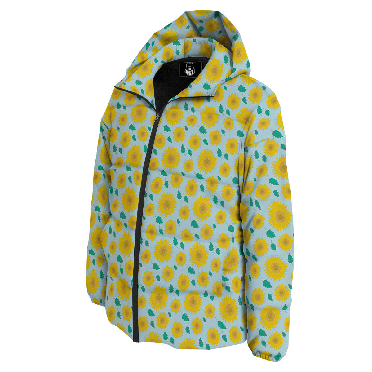 Sunflower Blue Cute Print Pattern Down Jacket-grizzshop