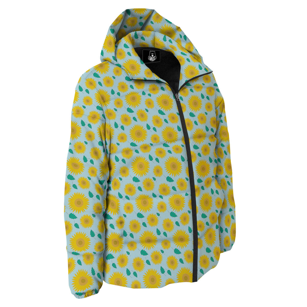 Sunflower Blue Cute Print Pattern Down Jacket-grizzshop