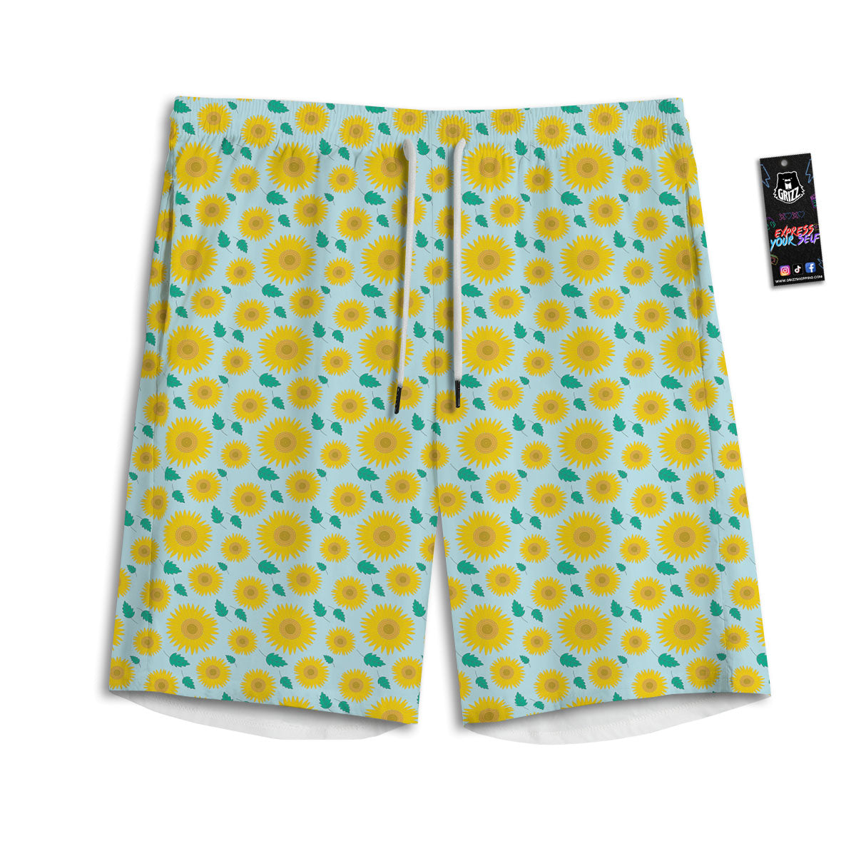 Sunflower Blue Cute Print Pattern Men's Athletic Shorts