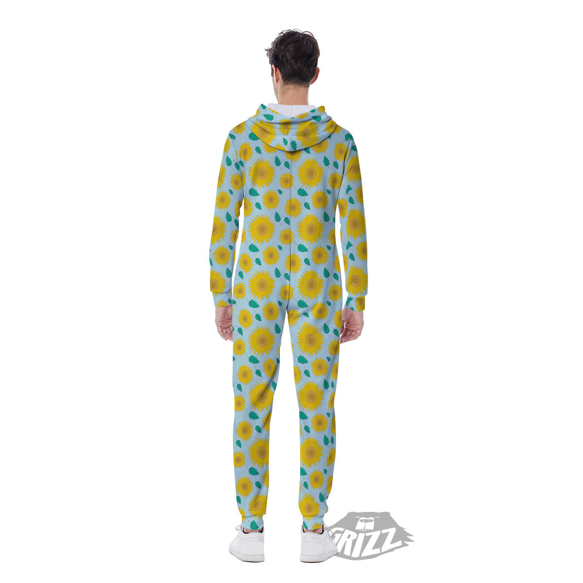 Sunflower Blue Cute Print Pattern Men's Jumpsuit-grizzshop