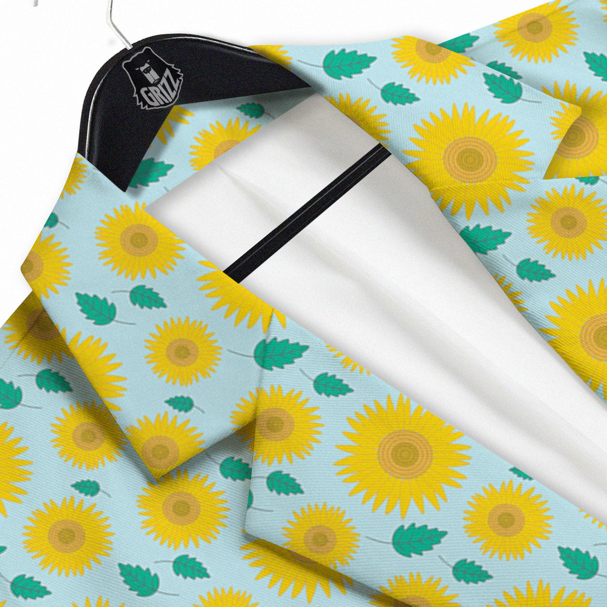 Sunflower Blue Cute Print Pattern Men's Sport Coat-grizzshop