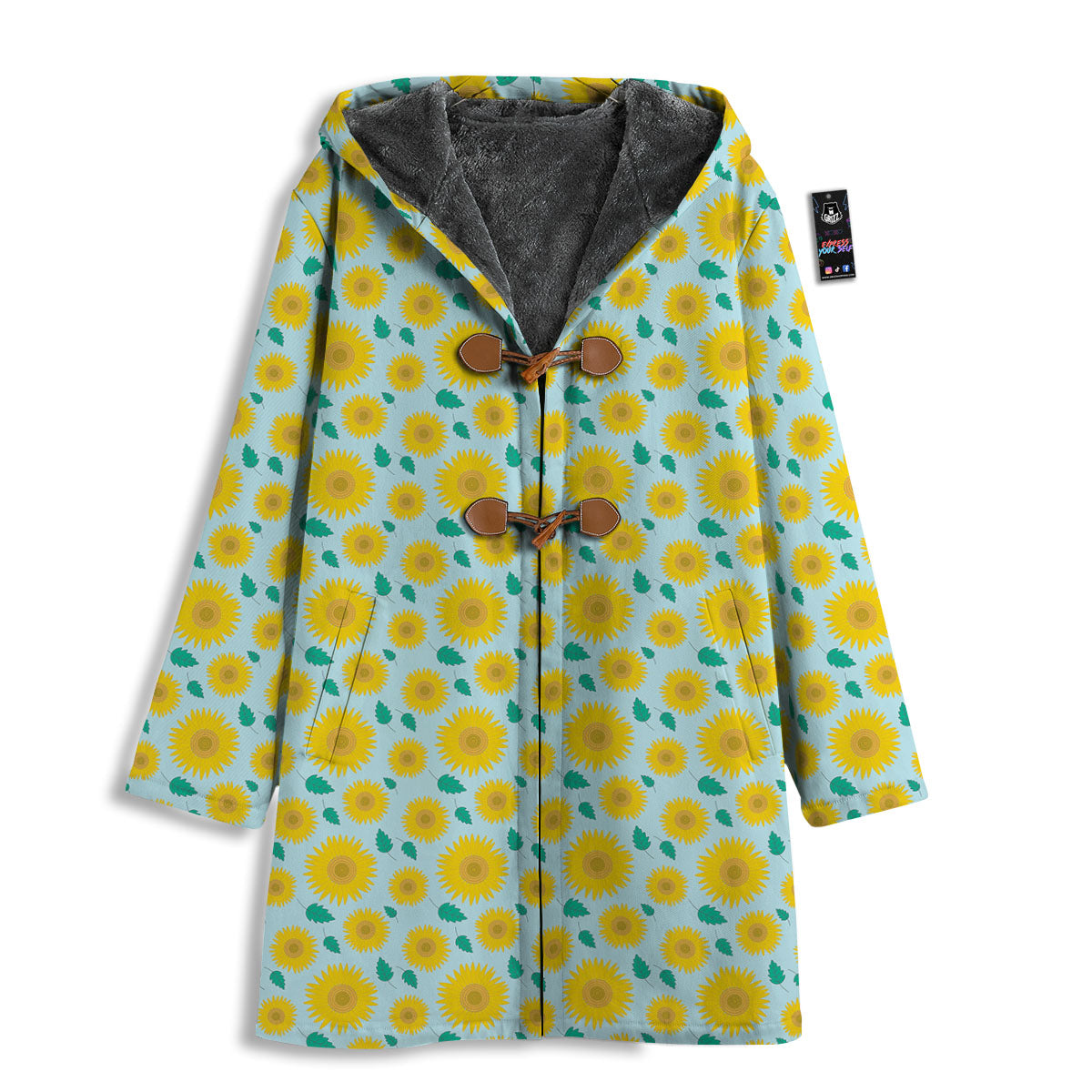 Sunflower Blue Cute Print Pattern Men's Windbreaker Jacket-grizzshop