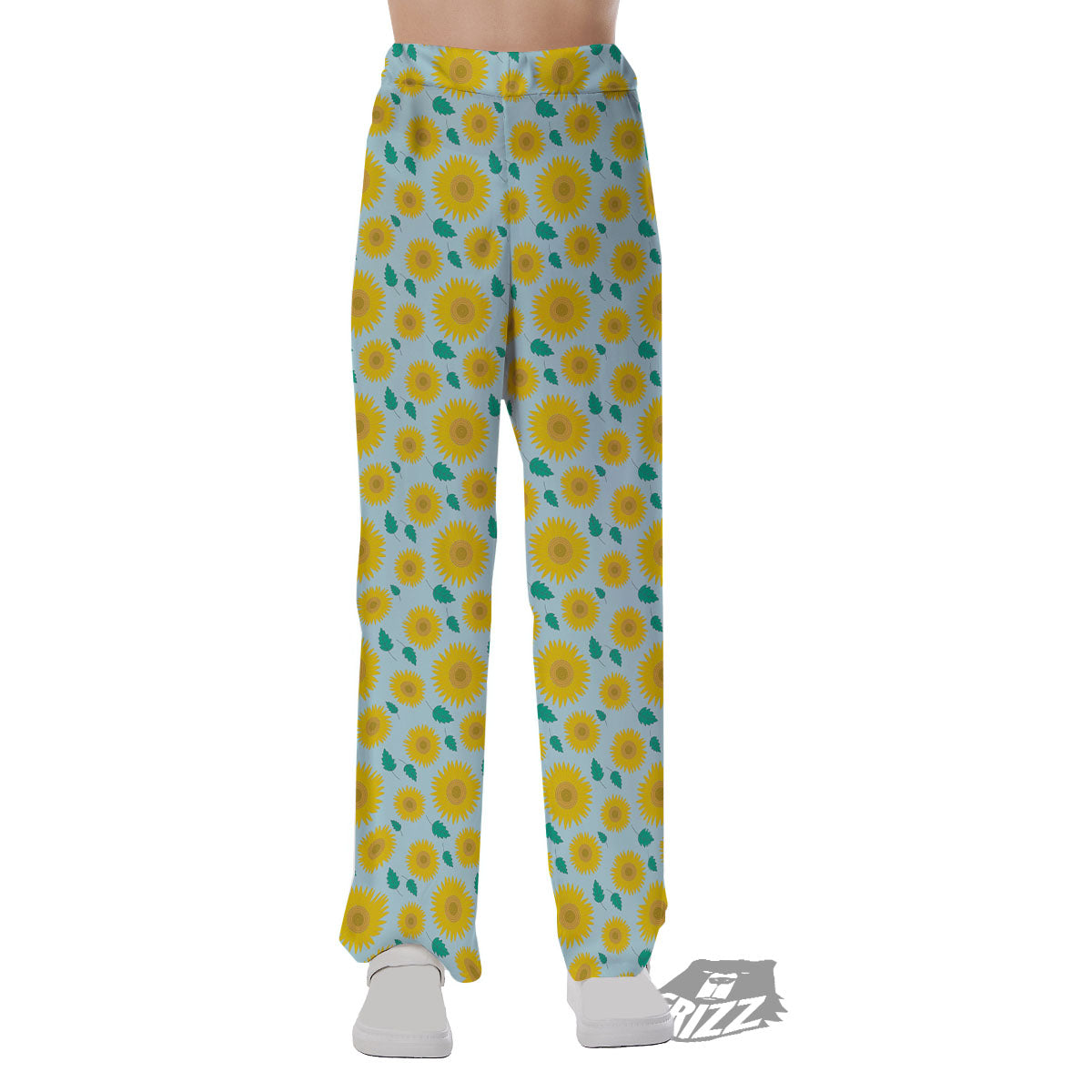 Sunflower Blue Cute Print Pattern Pajama Pants-grizzshop