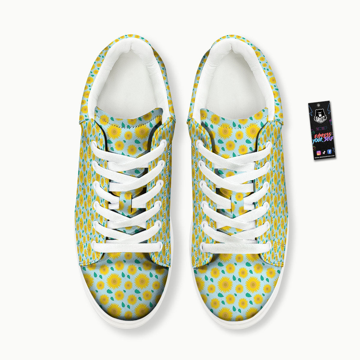 Sunflower Blue Cute Print Pattern Platform Shoes-grizzshop