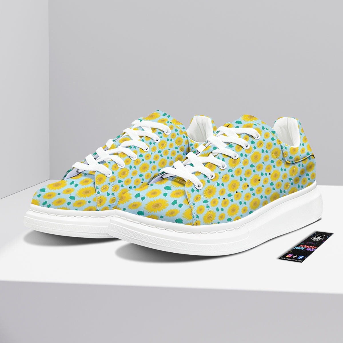 Sunflower Blue Cute Print Pattern Platform Shoes-grizzshop